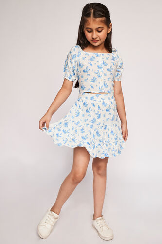 Blue Floral Flared Set, Blue, image 1